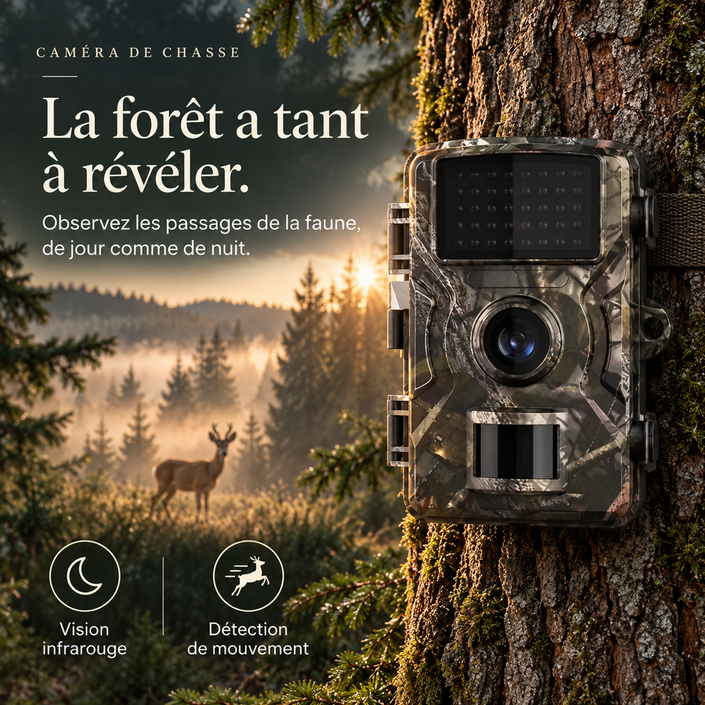 Caméra de chasse infrarouge invisible 940 nm, vidéo 1080p | Avec Rôdeur No-Glow