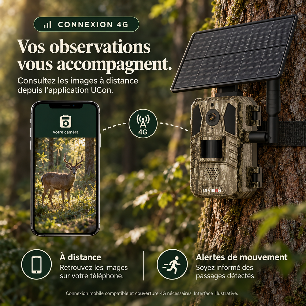 Caméra de chasse 4G solaire 14 MP, Avec panneau solaire déporté | Pisteur