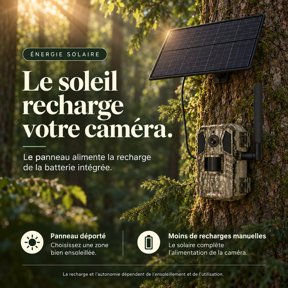 Caméra de chasse 4G solaire 14 MP, Avec panneau solaire déporté | Pisteur