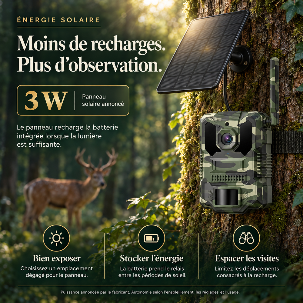 Caméra de chasse Avec 4G solaire 2.7K, SIM | Sentinelle