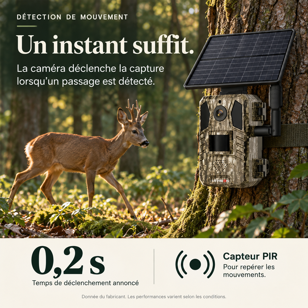 Caméra de chasse 4G solaire 14 MP, Avec panneau solaire déporté | Pisteur