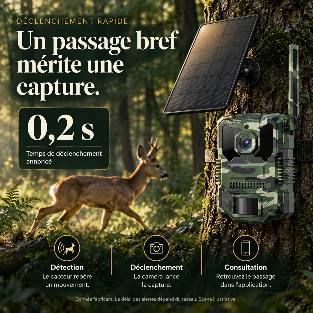Caméra de chasse Avec 4G solaire 2.7K, SIM | Sentinelle