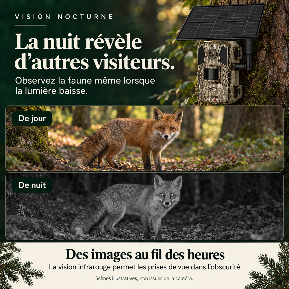 Caméra de chasse 4G solaire 14 MP, Avec panneau solaire déporté | Pisteur