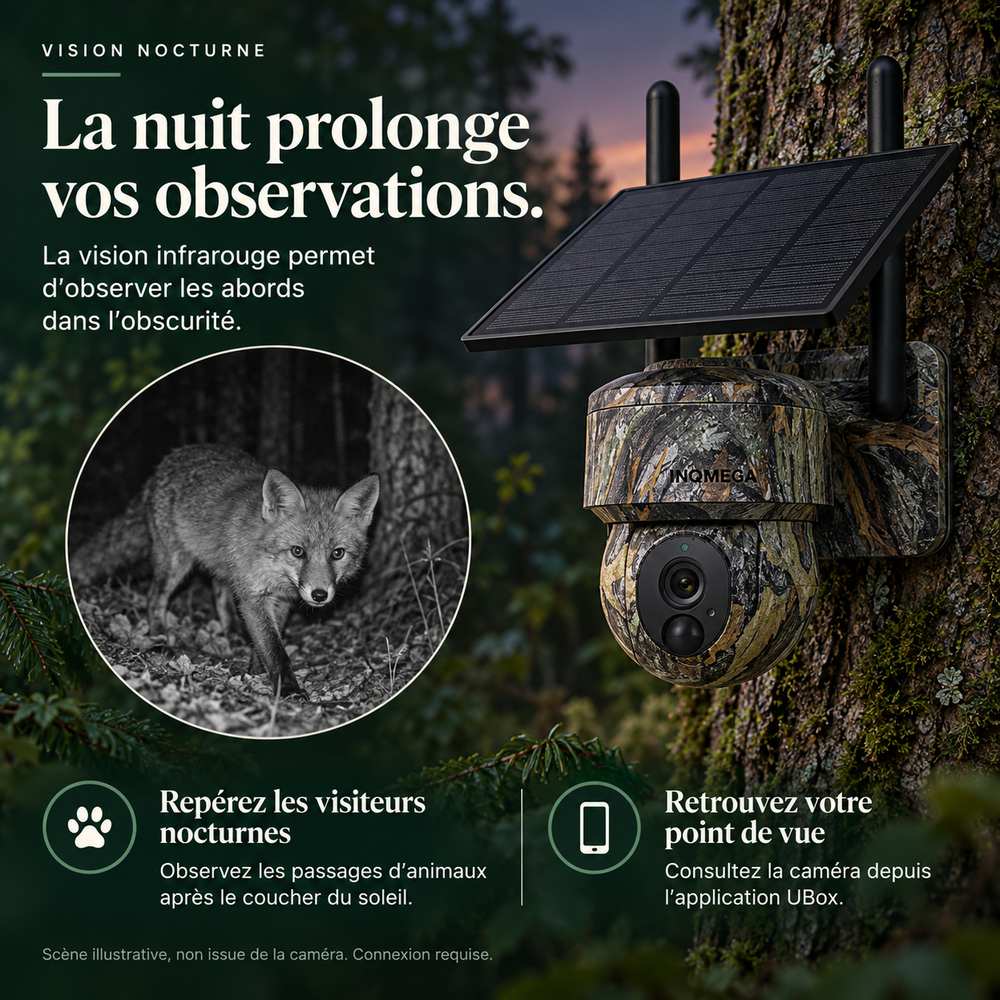Caméra de chasse 4G ou Wi-Fi, et orientable à distance, solaire | Vigie Écorce