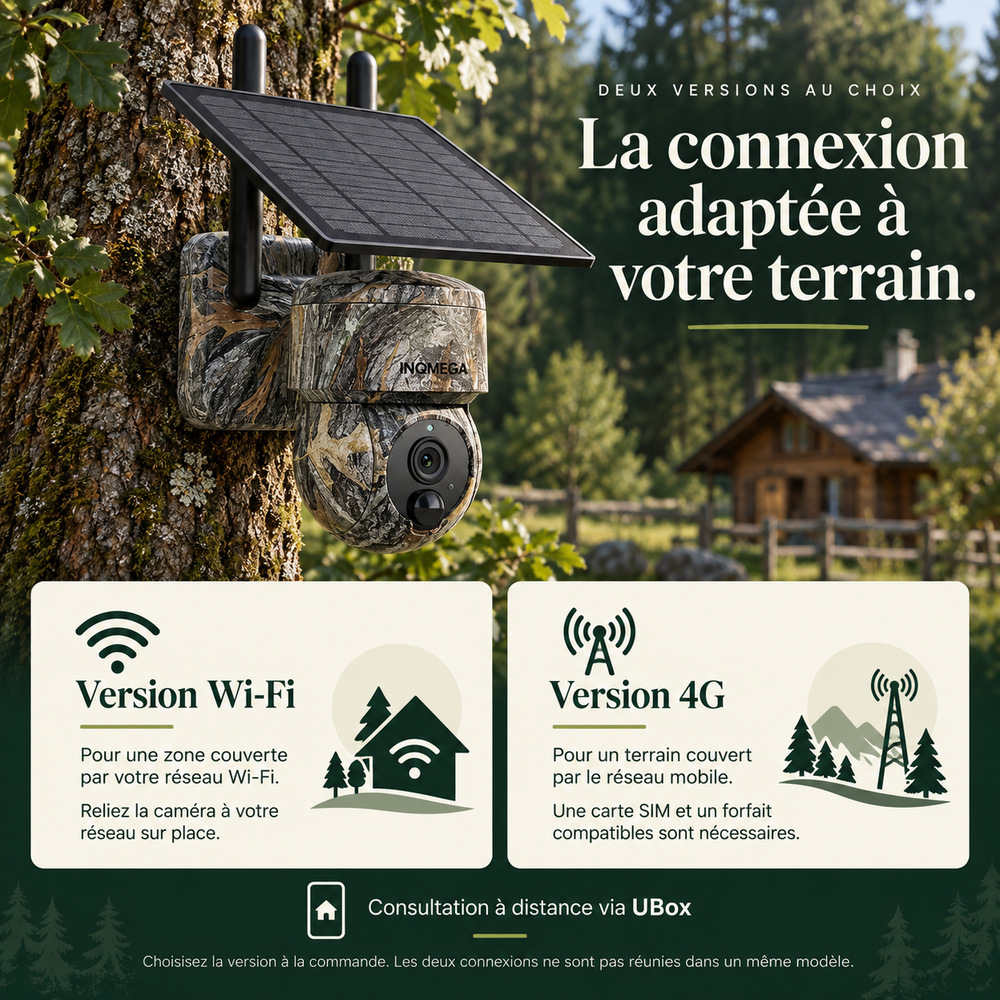 Caméra de chasse 4G ou Wi-Fi, et orientable à distance, solaire | Vigie Écorce
