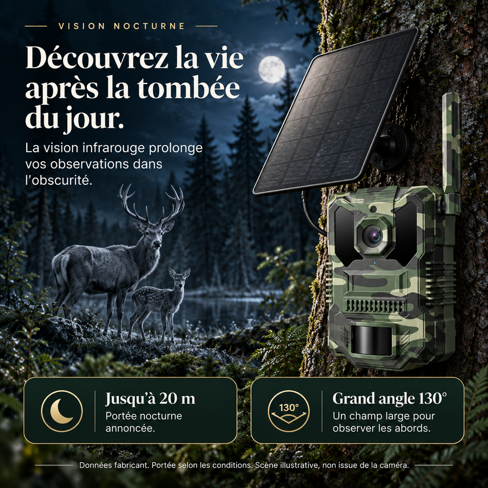 Caméra de chasse Avec 4G solaire 2.7K, SIM | Sentinelle