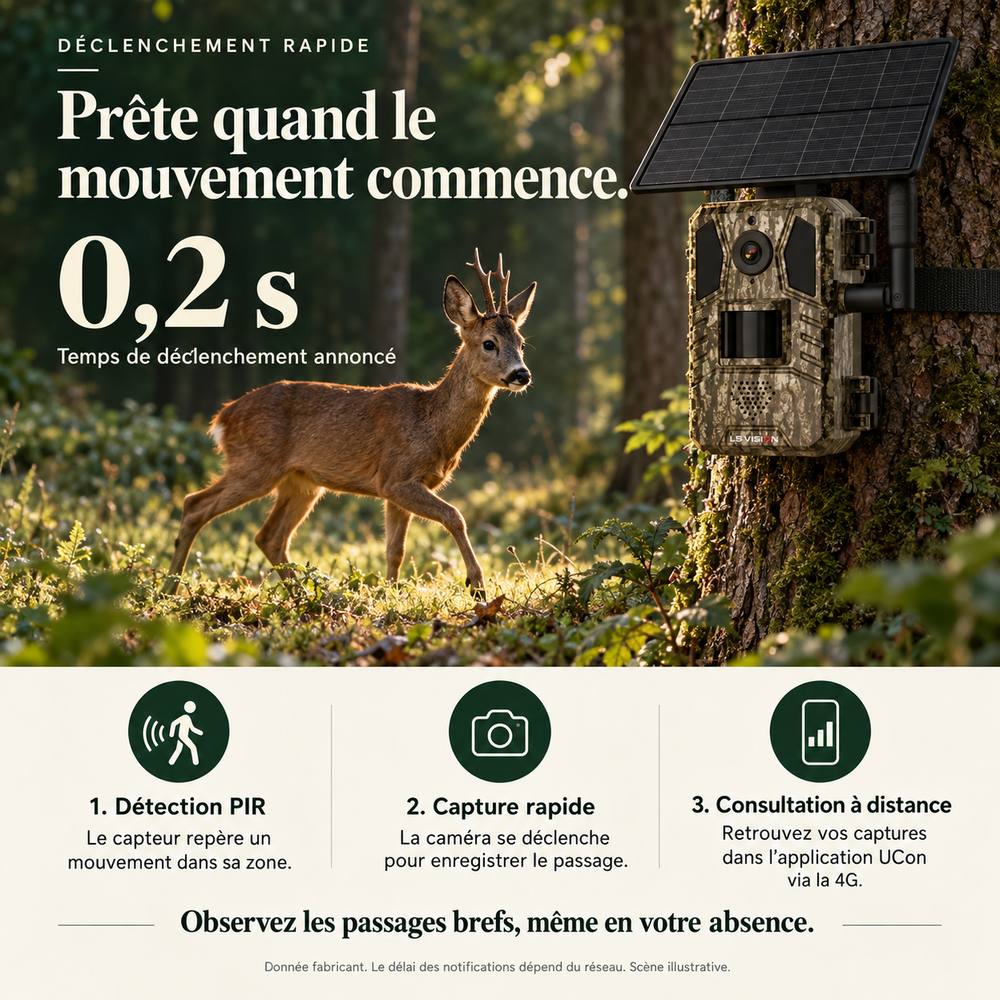 Caméra de chasse 4G solaire 14 MP, Avec panneau solaire déporté | Pisteur